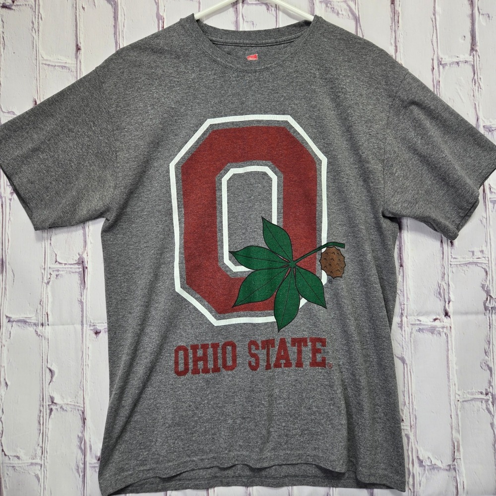 Ohio State Buckeyes‎ Gray TShirt Large Graphic Logo Sz Medium Hanes Basketball